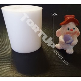 Силіконовий молд 3D Заєць у капелюсі з яйцем 5см