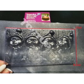 Пластикова форма для шоколаду Плитка сніговики, 8,5*17см
