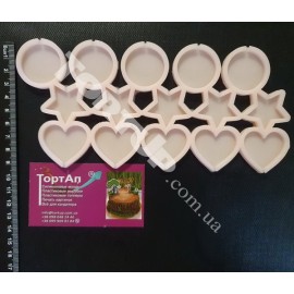 Авторський силіконовий молд для льодяників Асорті №3 3см (кола, зірки, серця)