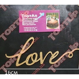 Топер пластиковий з бічним кріпленням Love №2, золотий