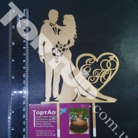 Топер пластиковий Mr&Mrs кільця іменний, золотий