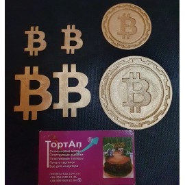 Топер пластиковий Набір Биткоін, 3, 5, 7см, золотий