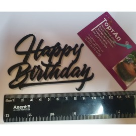 Топер пластиковий з бічним кріпленням Happy Birthday бок №1, 10см, чорний