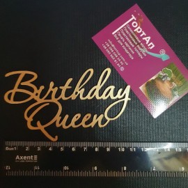 Топер пластиковий з бічним кріпленням Birthday Queen, 12см, золотий