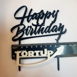 Топер пластиковий Happy Birthday №10, чорний