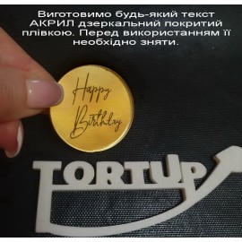 Бірка акрилова, золота бірка для декору, Happy Birthday №1