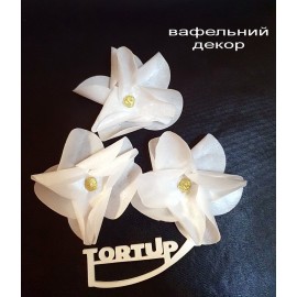 Вафельний декор Квітка №10, біла, 9см, набір з 3шт