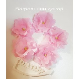Вафельний декор Квітка №1 Рожева серединка золото,5шт, діаметр 7см