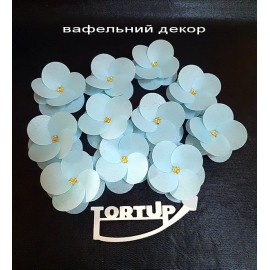 Вафельний декор Квітка №2 Камелія блакитна 11шт діаметр 6.5см