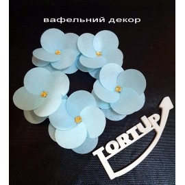 Вафельний декор Квітка №2 Камелія блакитна 5шт діаметр 6.5см