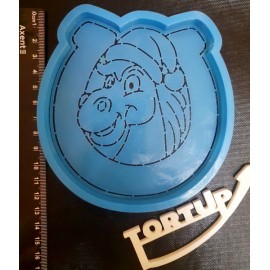 Пластикова вирубка + трафарет Підкова з конем №2, 12см