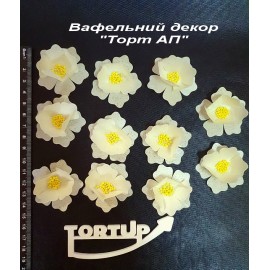 Вафельний декор Квітка №11 Сакура жовта 4.5см 11 шт.