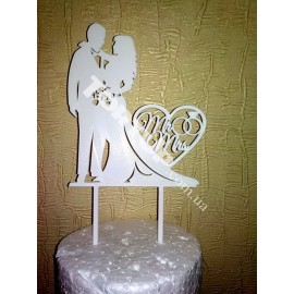Топер пластиковий Mr&Mrs, білий 14*11см, ніжки 6см