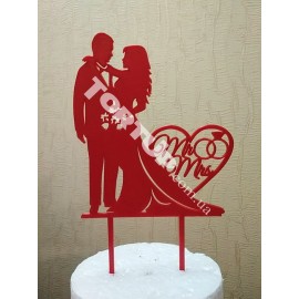 Топер пластиковий Mr&Mrs, червоний 14*11см, ніжки 6см