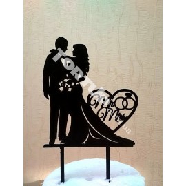 Топер пластиковий Mr&Mrs, чорний 14*11см, ніжка 6см