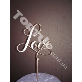 Топер пластиковий Love №1, золотий, 10*10см, ніжка 7см