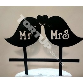 Топер пластиковий пташки Mr&Mrs чорний