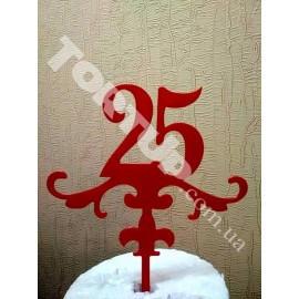 Топер пластиковий 25 червоний, 13см