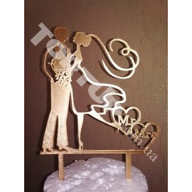 Топер пластиковий Mr&Mrs Прозорий, золотий