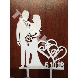 Топер пластиковий Mr&Mrs іменний, білий