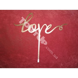 Топер пластиковий Love №2 золото 7/18см ніжка 9см