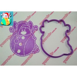 Пластикова вирубка + трафарет Мишка з кулькою, 12см