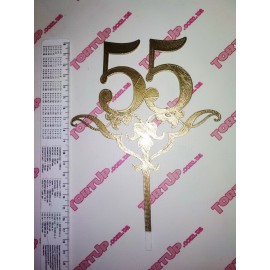 Топер пластиковий 55 з вензелем, 8см, ніжка з вензелем 11см, золотий