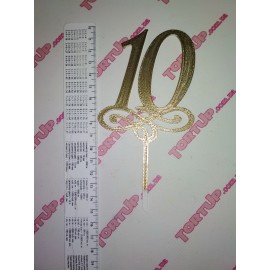 Топер пластиковий 10 з вензелем малим, золото, 10см, ніжка 5см