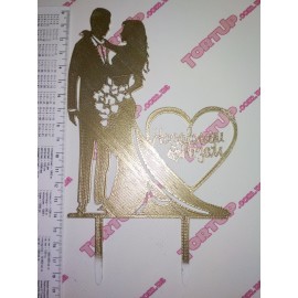 Топер пластиковий Mr&Mrs Назавжди разом золотий 14/11 см, ніжка 7см