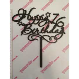 Топер пластиковий Happy Birthday №4, 16, чорний, ширина 13см (можна будь-яку цифру) любую цифру)