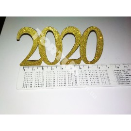Топер пластиковий з бічним кріпленням 2020, 9см золото + блестки