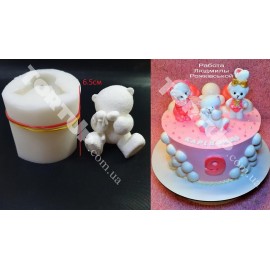 Силіконовий молд 3D Ведмедик плюшевий із зайчиком №2 6.5см