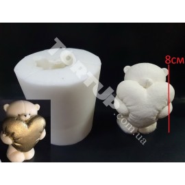 Силіконовий молд 3D Ведмедик з серцем №4 8см